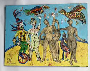 Ruud Cornelisse - acrylverf op doek & gemengde techniek - Circus - gesigneerd kopen? Bied vanaf 95!