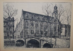 Marius Johannes Janssen - 2 etsen: Leiden Rijksuniversiteit & Westertoren Amsterdam kopen? Bied vanaf 30!