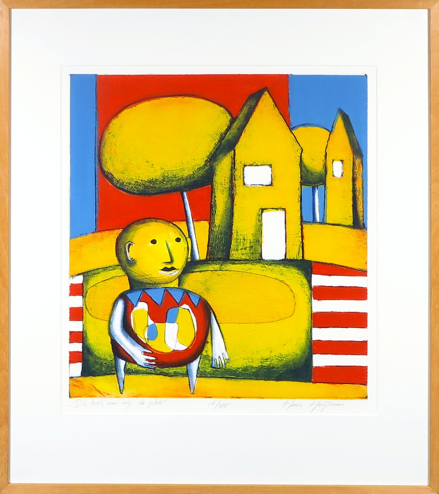 Hans Heijman - Kleurenets, Dit huis voor mij de plek - Ingelijst verkocht voor € 35!