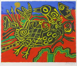 Corneille - Zeefdruk, De Kip - Ingelijst kopen? Bied vanaf 1!