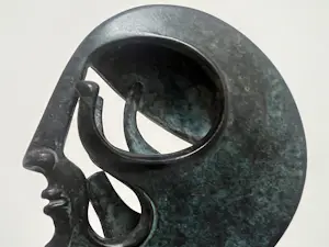 Fons Bemelmans - gesigneerde sculptuur | 'Krijgerskop' |1998 kopen? Bied vanaf 950!