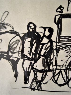 Niet of onleesbaar gesigneerd - Leuke OostIndische Inkt tekening "de PostKoets" gesigneerd kopen? Bied vanaf 10!