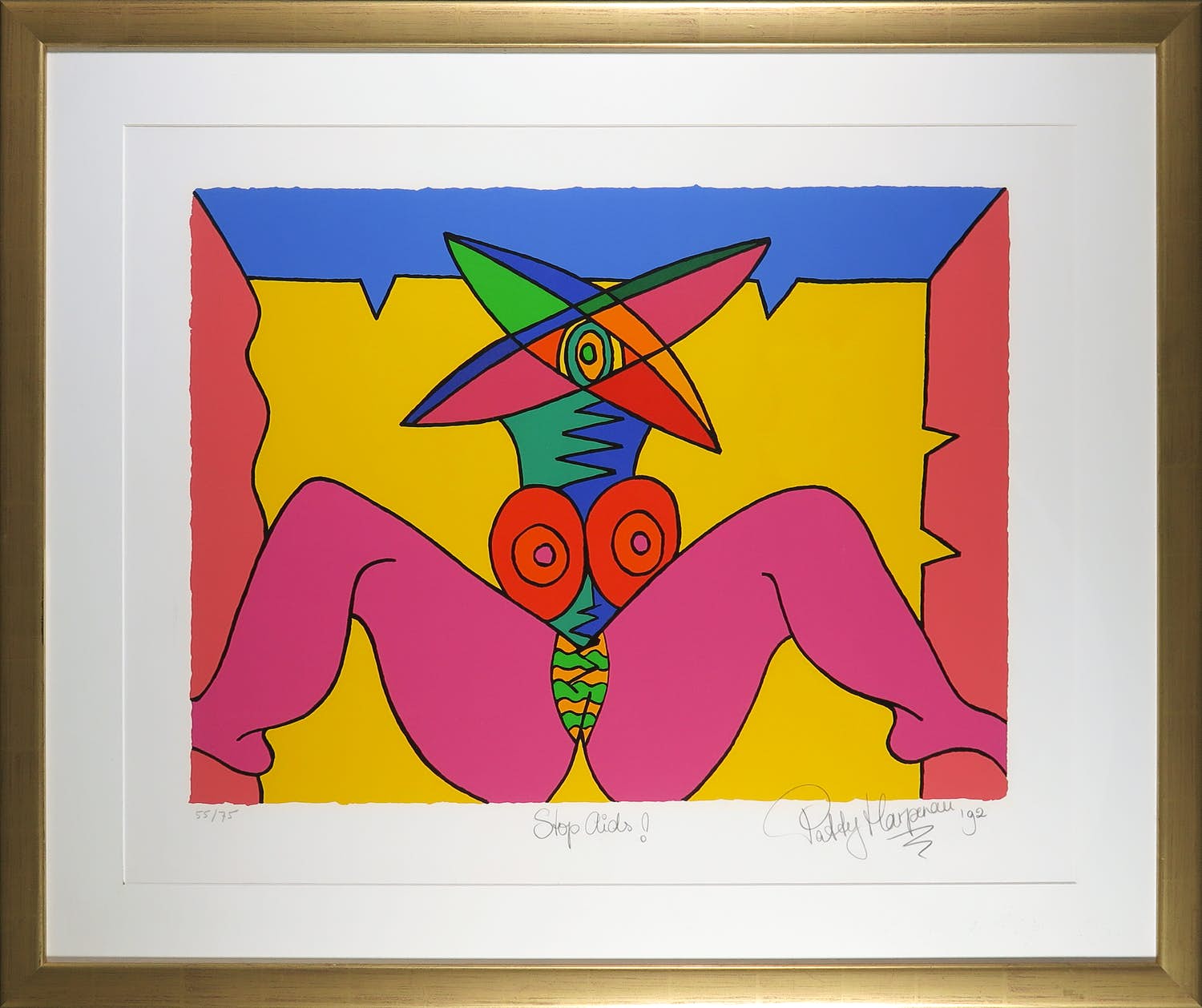 Patty Harpenau - Zeefdruk, Stop Aids! - Ingelijst (Groot) verkocht voor € 100!
