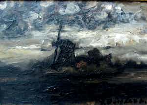 Bram Bogart - Schilderij: Molen verkocht voor € 1450!