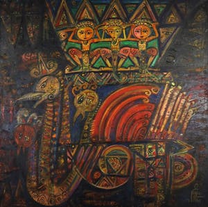 Niet of onleesbaar gesigneerd - Acryl op doek, Bali (Zeer Groot!) kopen? Bied vanaf 10!