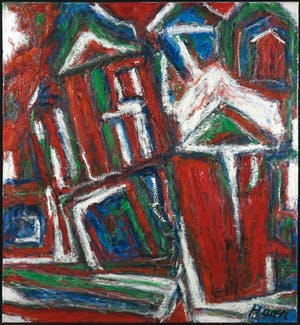 Pieter Haan - Acryl op doek, Stadsgezicht kopen? Bied vanaf 35!