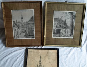 Johannes Elsinga - + Henriëtte Hubregtse-Lanzing : 3 Ingelijste prenten van Franeker, Friesland kopen? Bied vanaf 50!