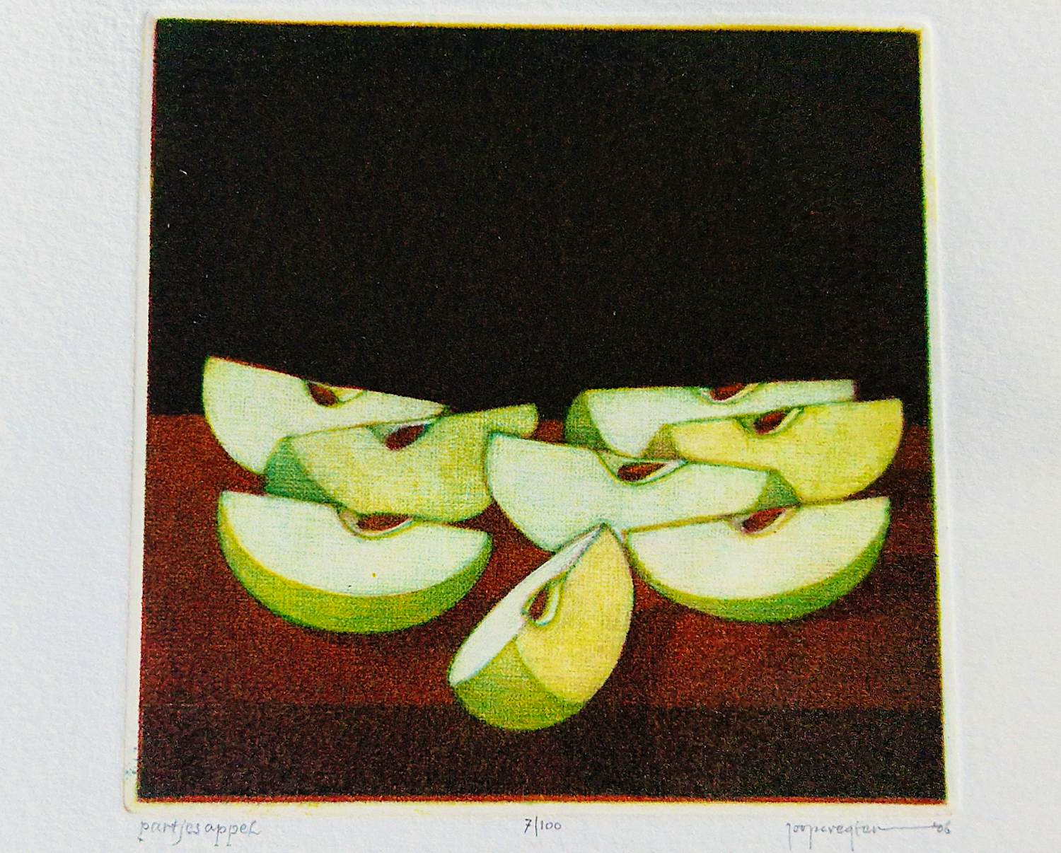 Joop Vegter - Fraaie kleine mezzotint "partjes Appel" - kleine oplage - potloodgesigneerd kopen? Bied vanaf 75!