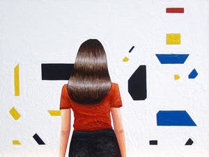 Gerard Boersma - Boerenmeisje Met Koe (Vrouw kijkend naar schilderij van Bart van der Leck) kopen? Bied vanaf 150!