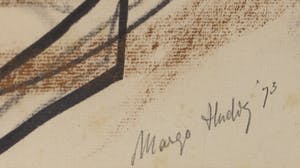 Margot Hudig-Heldring - Pastelkrijt, Kind op hobbelpaard - Ingelijst kopen? Bied vanaf 35!