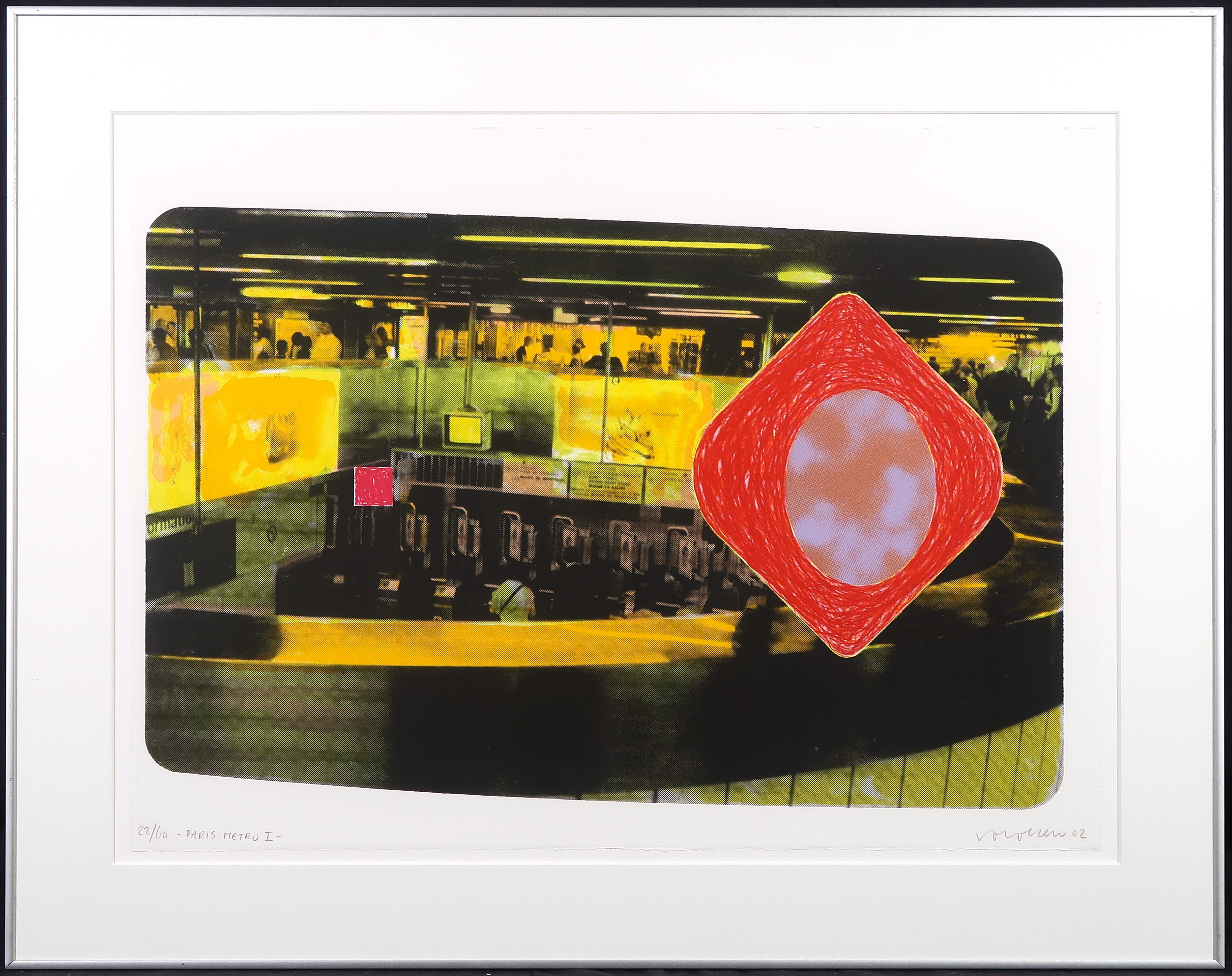 Jelis van Dolderen - Zeefdruk, Paris metro I - Ingelijst verkocht voor € 1!