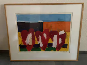 Jan Cremer - Zeefdruk - Tulpen 2 - Ingelijst - art glas kopen? Bied vanaf 340!