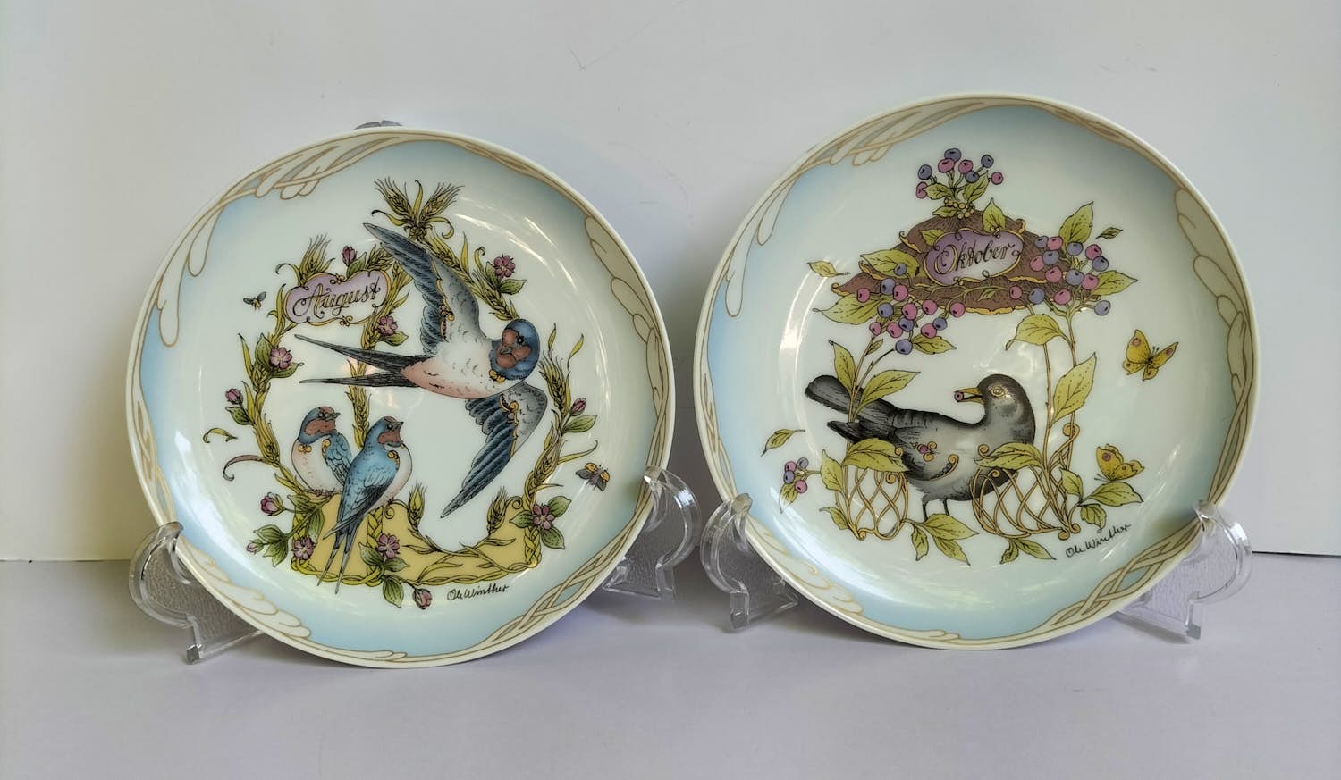 Hutschenreuther - Ole Winther - Borden vogels (2) verkocht voor € 20!