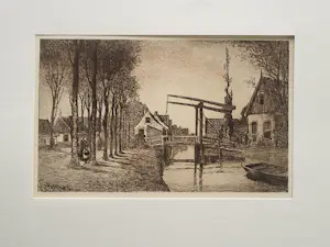 Oskar Paul Matthes - Dorpsgezicht met ophaalbrug. kopen? Bied vanaf 35!