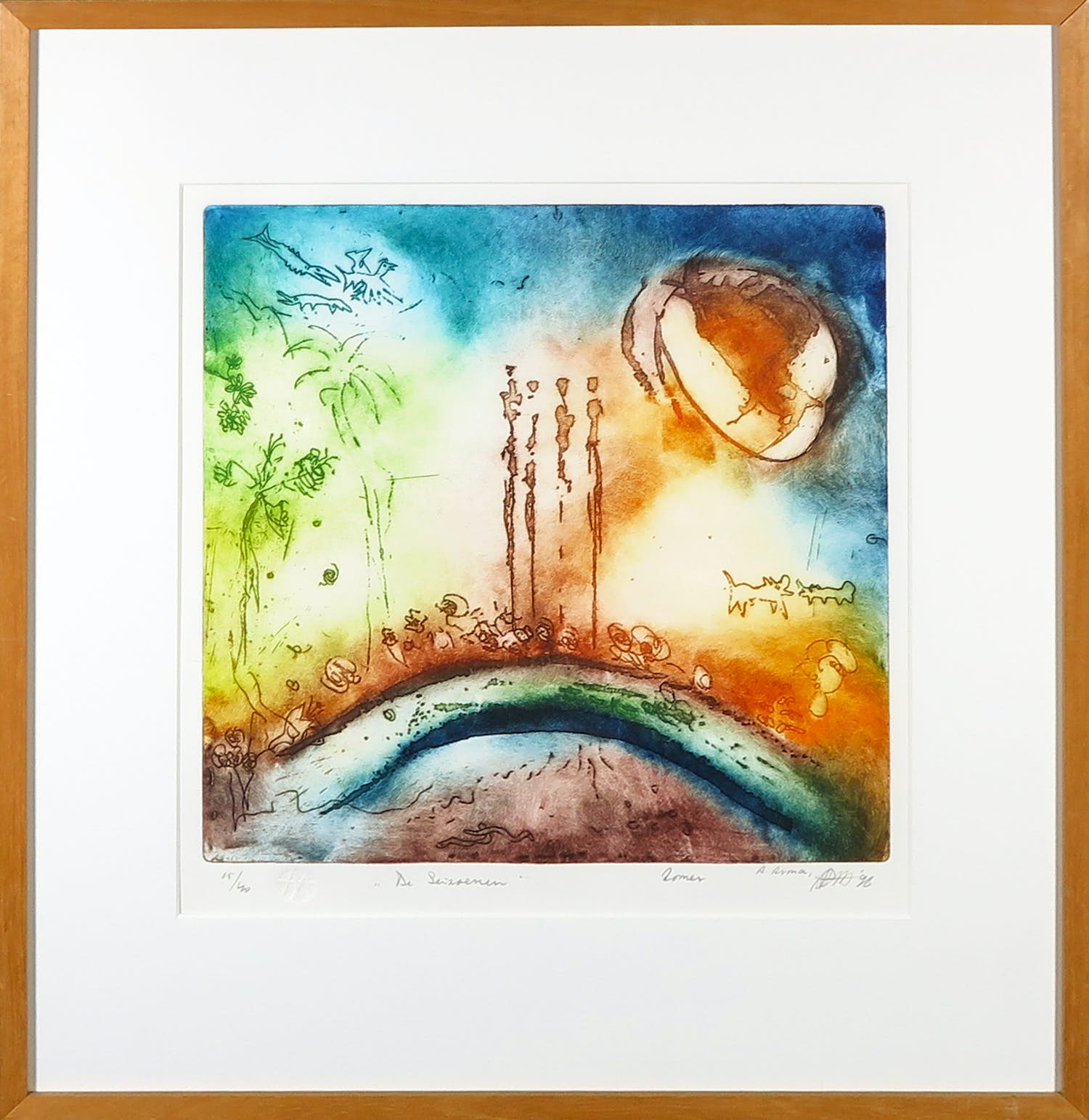 Ad Arma - Kleurenets, Zomer - Ingelijst verkocht voor € 50!