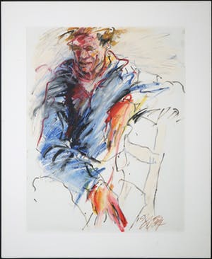Niet of onleesbaar gesigneerd - Olieverf op papier, Man op stoel (in passe-partout) kopen? Bied vanaf 10!