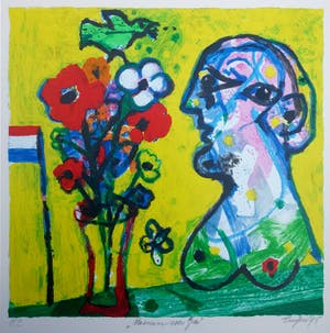 Hans Truijen - Bloemen voor Gea - kleurrijke zeefdruk - oplage h.c. kopen? Bied vanaf 35!