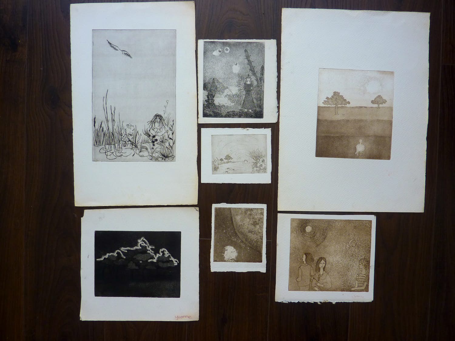 Margriet Snel - 7 etsen met figuren in landschappen kopen? Bied vanaf 50!