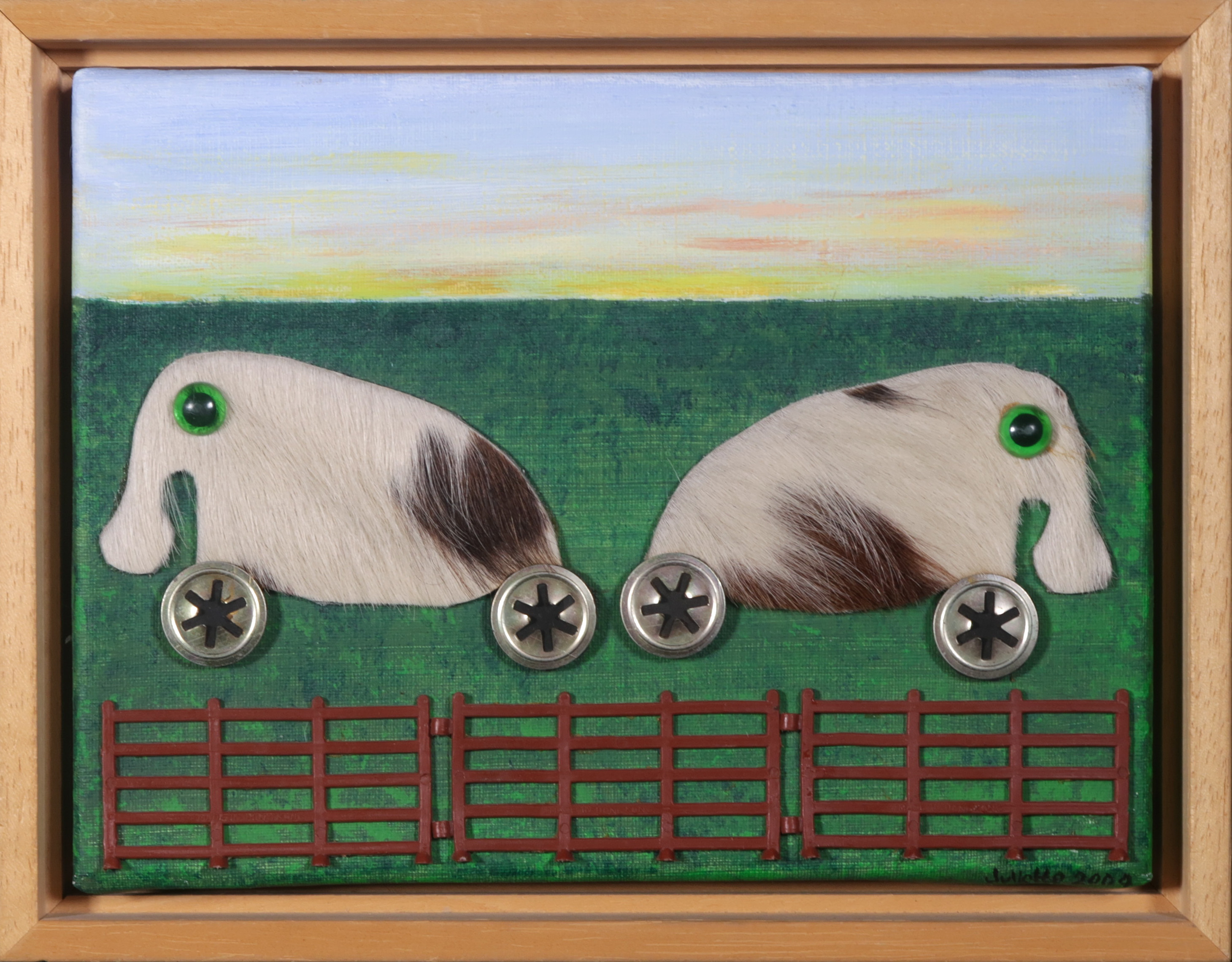 Juliette van de Walle - Gemengde techniek (acryl en collage) op doek, Ochtendgloren kopen? Bied vanaf 1!