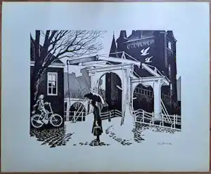 Jacques Prince - 7 x landschappen - vissersvrouw -sneeuw - brug vendu pour 75€ !