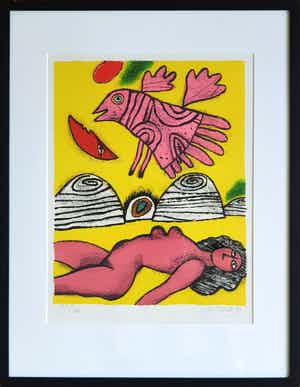 Corneille - Zeefdruk, Memoire de Bali III | Ingelijst verkocht voor € 1!