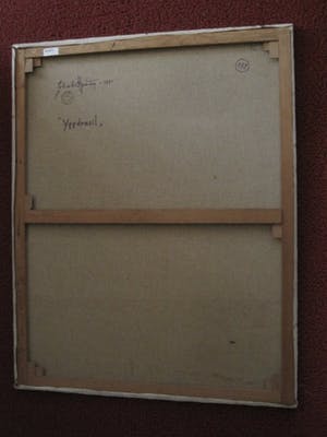 Niet of onleesbaar gesigneerd - Antwerpse Biennale - mythologisch olieverf "Yggdrasyl - de Levensboom" kopen? Bied vanaf 1!