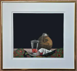 Tomoe Yokoi - Sake fles met aardbeien, mezzotint ets (mooi ingelijst) kopen? Bied vanaf 250!