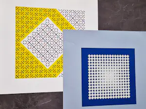 Henk van der Plas - Twee jaren 80 OP-art zeefdrukken - Abstract - potloodgesigneerd kopen? Bied vanaf 45!