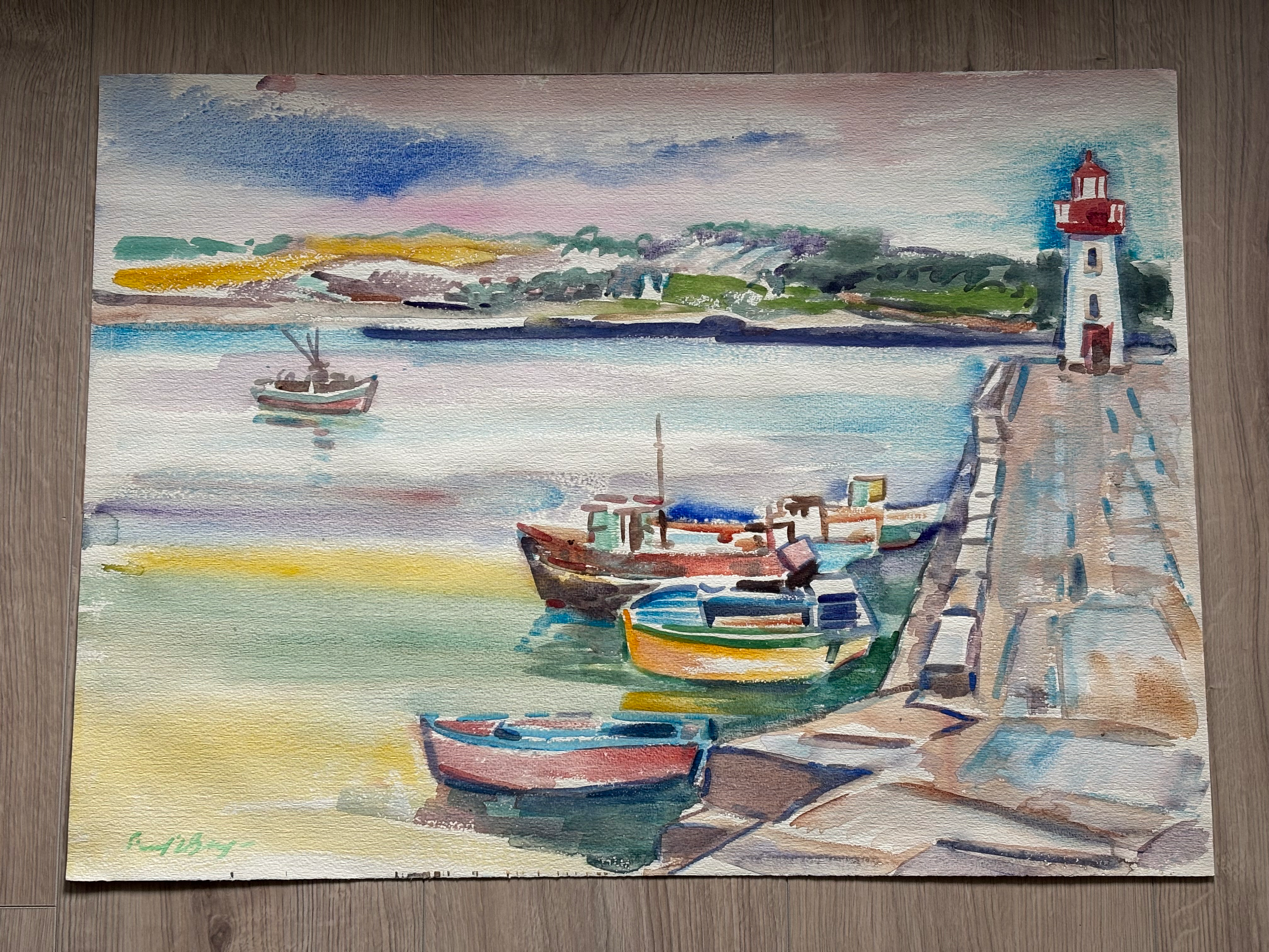 Buy Freek van den Berg - Bretonse haven met vuurtoren? Bid from 75!