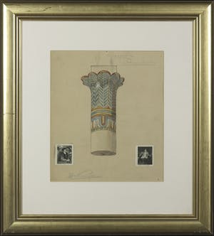 Hendrik van Kempen - Gemengde techniek op papier, Egyptisch palmenkapiteel - Ingelijst kopen? Bied vanaf 35!