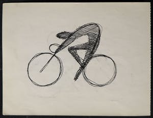 Siep van den Berg - Inkttekening, Wielrenner kopen? Bied vanaf 10!