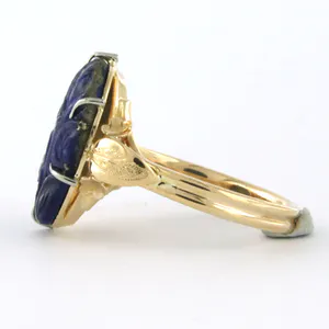 14k gouden ring bezet met lapislazuli - ringmaat 18(56) kopen? Bied vanaf 180!