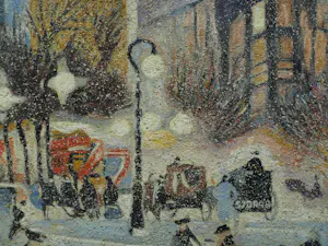 Niet of onleesbaar gesigneerd - Olieverf en zand , Wintergezicht Londen (?) – gesigneerd - 50 x 60 cm kopen? Bied vanaf 10!