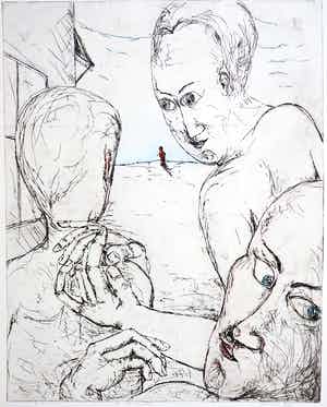 Henk Visch - Handgekleurde ets, Al het naderen nr.4 verkocht voor € 1!