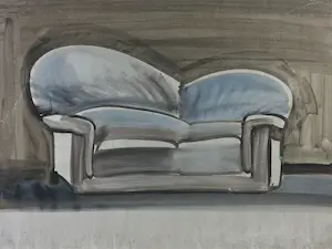 Peter Bes - Aquarel, Sofa - Ingelijst (Groot) kopen? Bied vanaf 80!