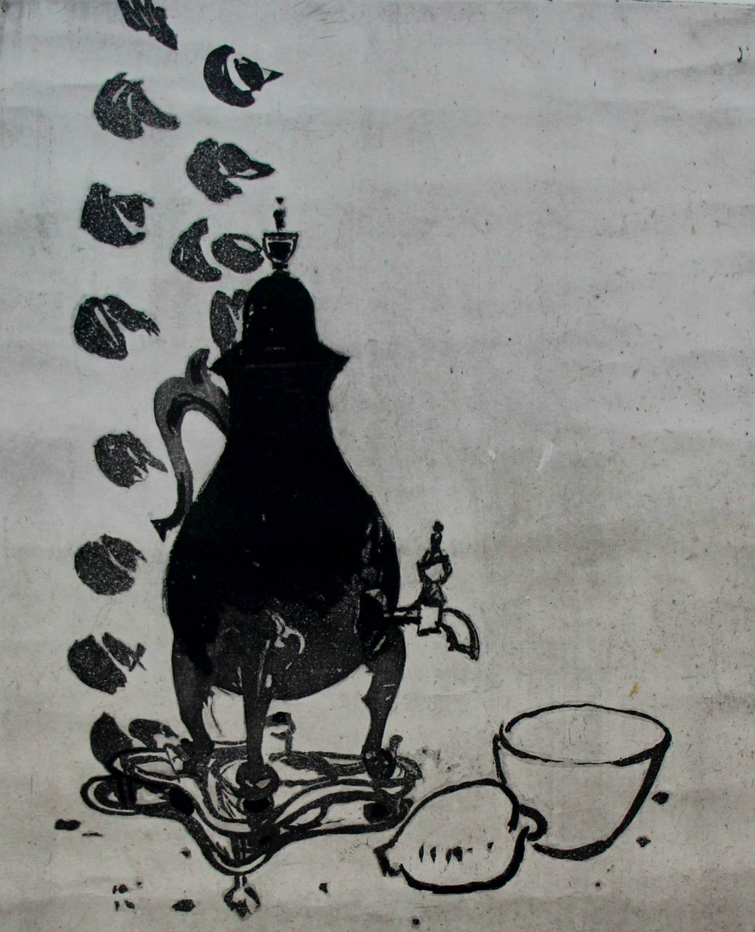 Jan Wiegers - Droge naald ets: Stilleven kan met kraantje kopen? Bied vanaf 39!