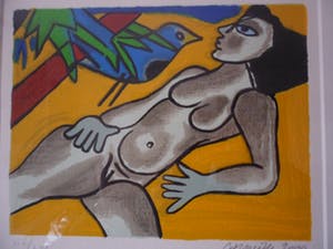 Corneille - Zeefdruk, Naakt met vogel. kopen? Bied vanaf 120!