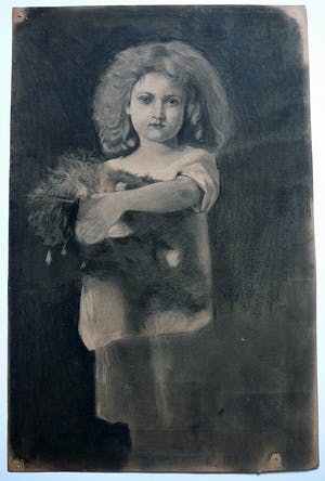 Niet of onleesbaar gesigneerd - Jong meisje -potloodtekening circa 1900- kopen? Bied vanaf 1!