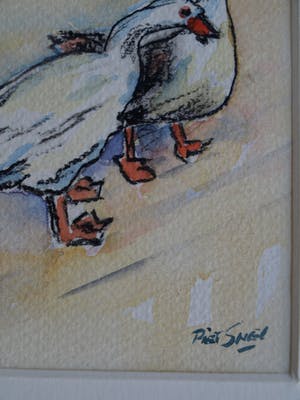 Piet Snel - 2x Aquarel , Ganzen kopen? Bied vanaf 35!