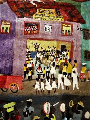 Niet of onleesbaar gesigneerd - Brazilië naïef schilderij "Straat scenes Rio de Janeiro " gesigneerd kopen? Bied vanaf 1!