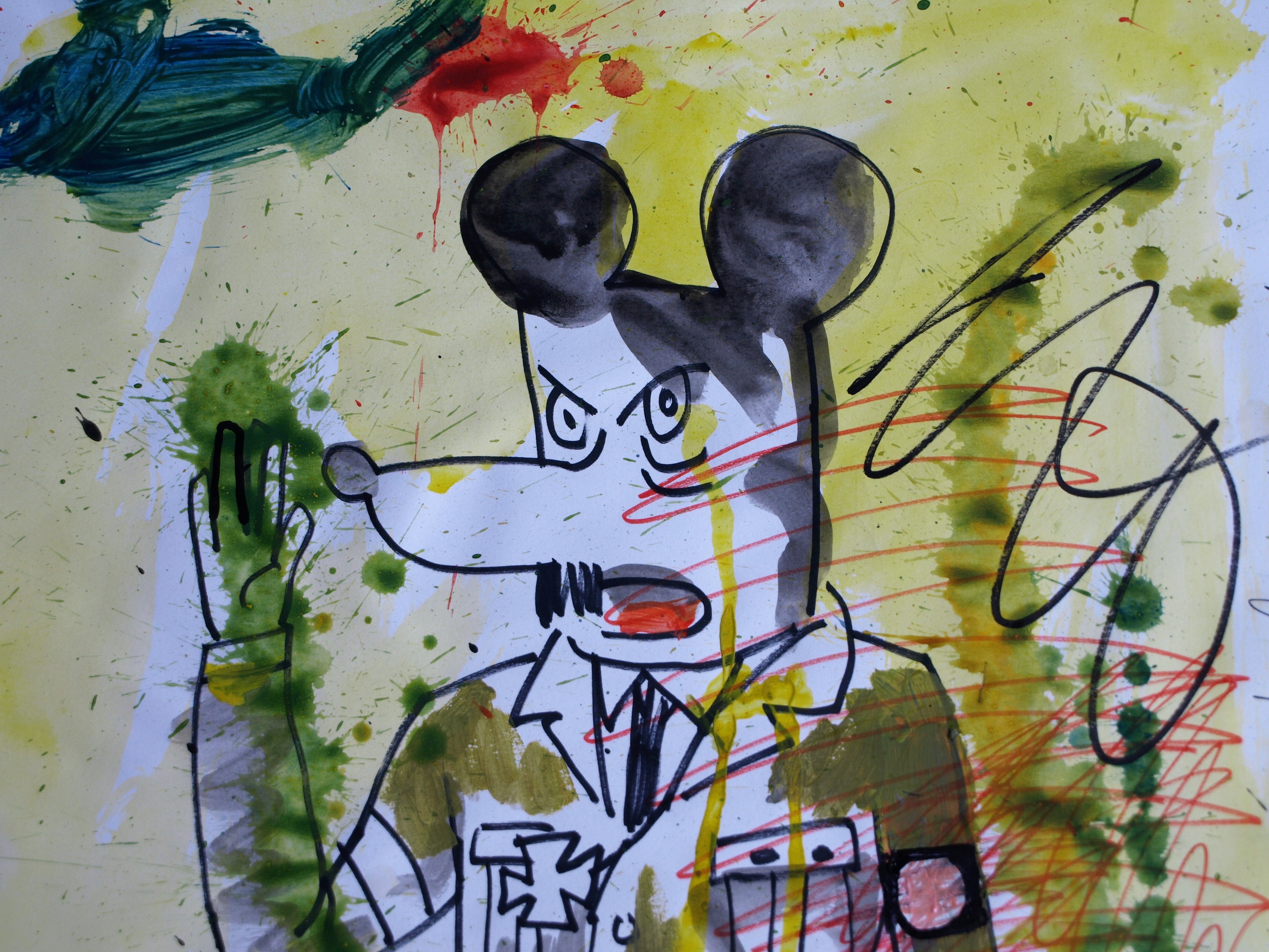 Peter Klashorst - Aquarel , Mickey Mouse als Adolf – 2016 kopen? Bied vanaf 30!