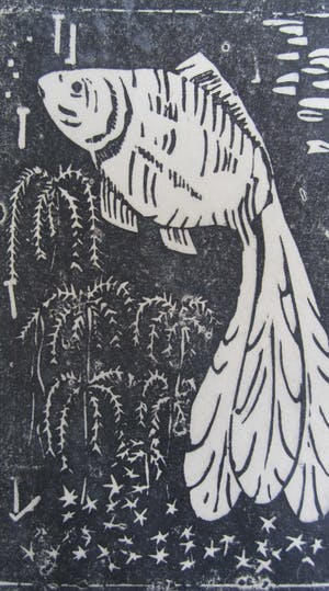 Jac. de Beer - Houtsnede "vis" kopen? Bied vanaf 7!