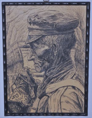 Frederik Adolf Tepe - krijttekening: boer met pet kopen? Bied vanaf 25!