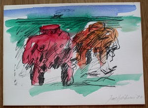 Jan Sierhuis - met de hand ingekleurde litho (aquarel): naakt - 1974 kopen? Bied vanaf 55!