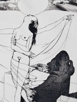 Nicolaas Wijnberg - Monochrome erotische litho "la Luna" - 1973 - zeer kleine oplage (2/6) kopen? Bied vanaf 37!