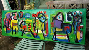 Jasper Banen - Acrylverf op doek , Optocht – 2005 – Groot , 50 x 150 cm kopen? Bied vanaf 325!