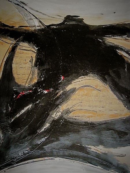 Marion van Harreveld - Intrigerende Gem. Techn. muziek Collage "Partitum" gesigneerd  kopen? Bied vanaf 1!