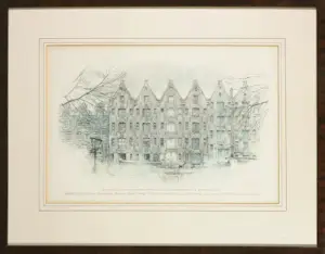 Willem Gerard Hofker - Lot van twee offsets, Achtergracht te Amsterdam - Ingelijst kopen? Bied vanaf 1!