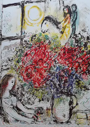 Marc Chagall - Kleurenoffset LA CHEVAUCHEE uit 1974 kopen? Bied vanaf 50!