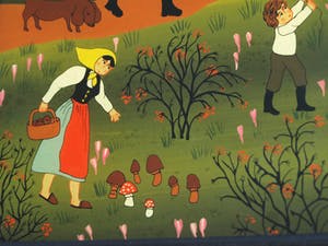 Renate Koblinger-Drobar - Achterglasschildering , De Vlieger – gesigneerd & ingelijst – ca 1980 kopen? Bied vanaf 40!